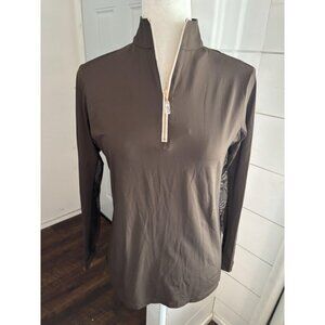 Tailored Sportsman Shirt Womens Medium Brown Quarter Zip Riding Top Equestrian